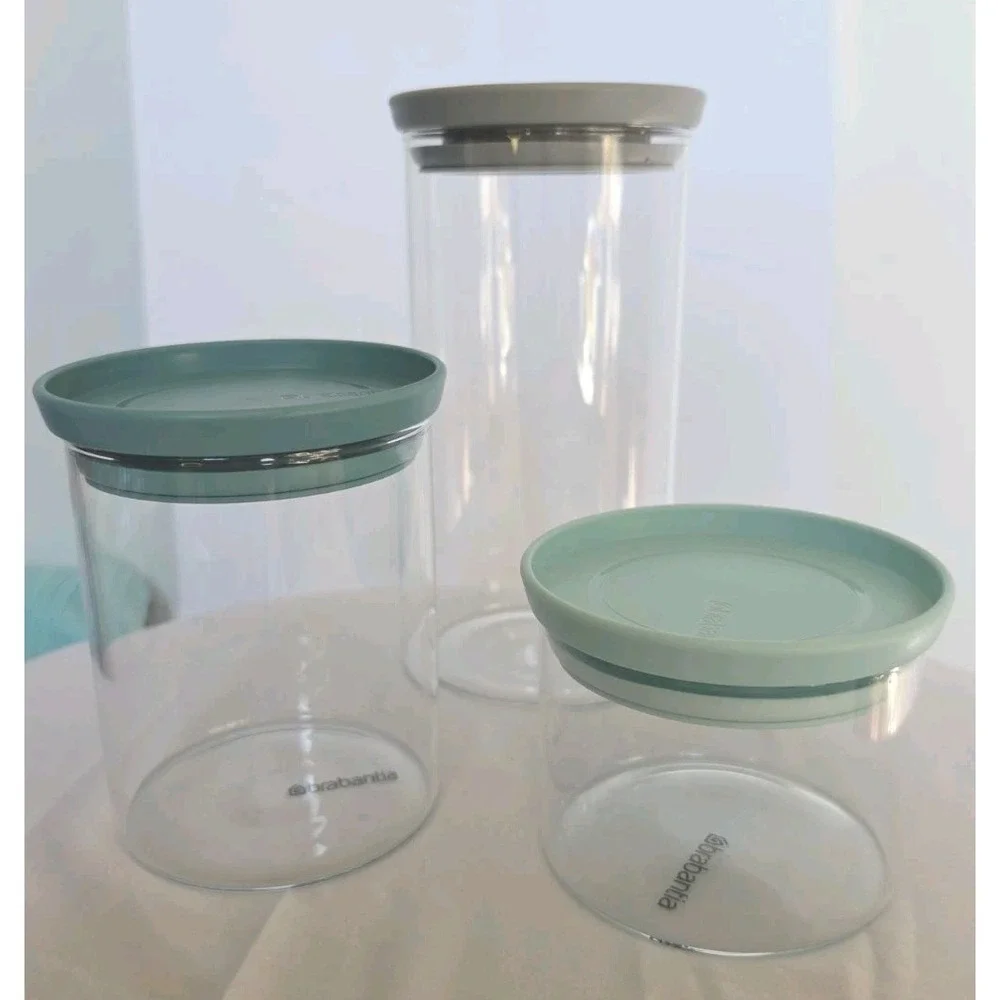 Brabantia 3Pc Stackable Glass Food Jars Mixed Colors 8
